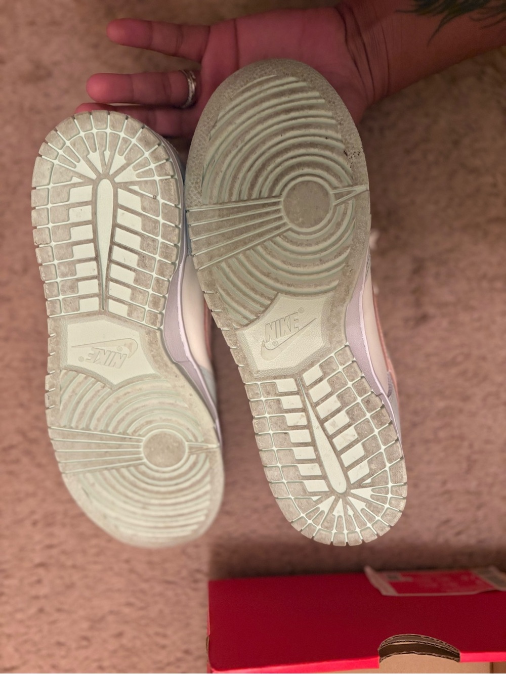 Nike Low-Top Sneakers in Mint Green and Peach (worn once) - Picture 3 of 4